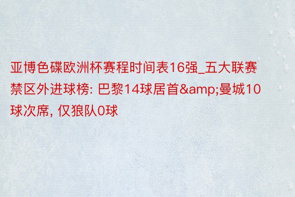 亚博色碟欧洲杯赛程时间表16强_五大联赛禁区外进球榜: 巴黎14球居首&曼城10球次席， 仅狼队0球