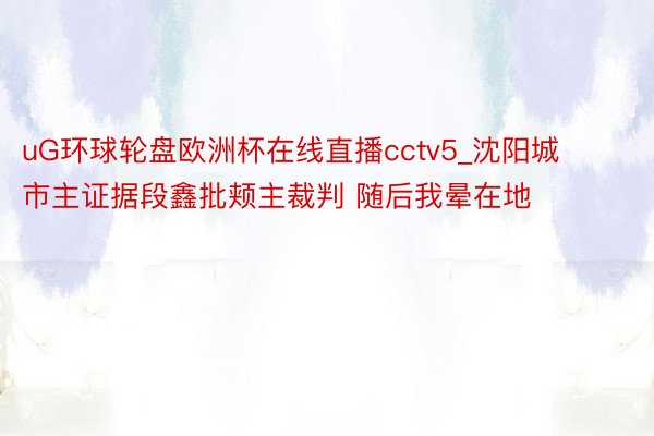 uG环球轮盘欧洲杯在线直播cctv5_沈阳城市主证据段鑫批颊主裁判 随后我晕在地