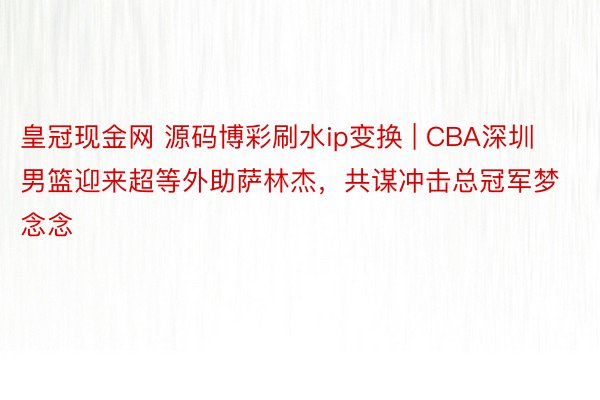 皇冠现金网 源码博彩刷水ip变换 | CBA深圳男篮迎来超等外助萨林杰，共谋冲击总冠军梦念念