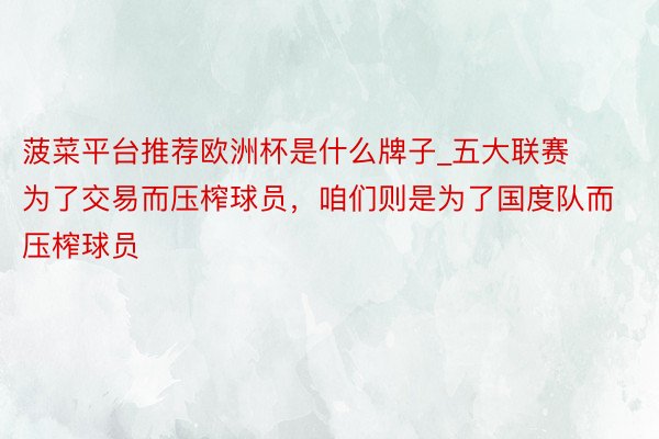 菠菜平台推荐欧洲杯是什么牌子_五大联赛为了交易而压榨球员，咱们则是为了国度队而压榨球员